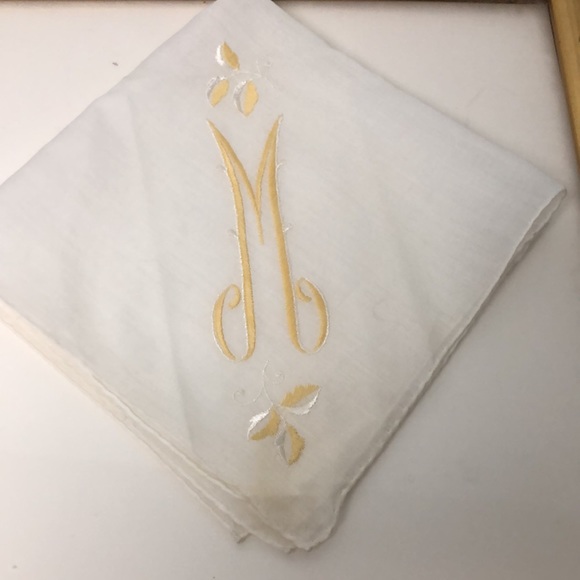 2 VTG Switzerland made Monogram “M” Delicate Handkerchiefs All Cotton - Picture 5 of 11